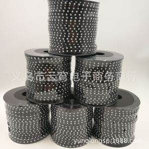 Cinta de terciopelo negro con puntos plateados de 5 mm de ancho, rollo de 50 m para la fabricación de joyas y decoración artesanal - Product Image 1