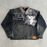 Veste en jean brodée sur mesure OEM des fabricants Veste Detroit en toile de canard vieilli lourd pour hommes