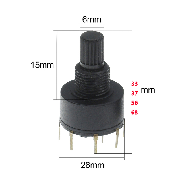 Rotary Switch 2 Pole 3 4 Position 1 Pole 5 6 8 Position SR13 SR26 PCB Terminal 12 Position Band Switch for Oven