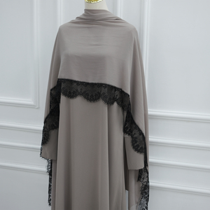 Nouvelle Abaya 2026 Style Dubaï en Dentelle, Ensemble 2 Pièces, Vêtement Islamique Nida, Abaya Modeste pour Femme, Robe Musulmane avec <span class=keywords><strong>Hijab</strong></span> Assorti - Product Image 5