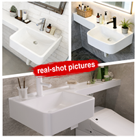 Lavabo mural monobloc pour petits espaces, moulé par compression, à trou unique, incassable et durable