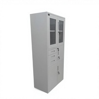 Armoire de classement de bureau en acier au design moderne avec porte vitrée, 3 tiroirs, verrouillable, en métal, vente en gros depuis la Chine