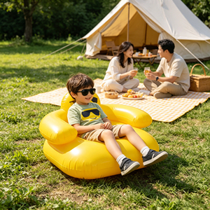 Canapé gonflable jaune moderne pour enfants <span class=keywords><strong>avec</strong></span> visage souriant, idéal pour le <span class=keywords><strong>camping</strong></span> en extérieur et la chambre à coucher - Product Image 5