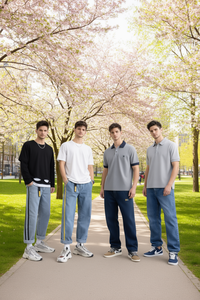 Conjunto de Polo para Hombre, 100% Algodón Tejido, Color Sólido, Estilo Casual para Primavera, Diseño con Logotipo Frontal - Product Image 2