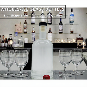 Bottiglia di Vetro Piatta con Tappo in Sughero, Elegante Contenitore Vuoto per Confezionamento di Whisky, <span class=keywords><strong>Vino</strong></span> e Bevande - Product Image 2