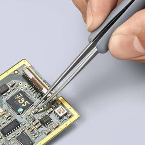 Precision DIY Tweezers with ESD <b>Rubber</b> Grip Stainless Steel and Plastic Handle - Product Image 4