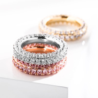 Bague Femme Tendance 3 Couches AAA Zircon Diamant Argent Alliage Or Rose avec Forme Géométrique Plaqué Or Rose Style Vintage