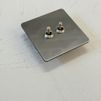 Interrupteur mural rétro universel NICKEL UK 13A 2.1A USB TYPE-C 20A/10A double pôle en acier inoxydable avec variateur de lumière, panneau 86 facile à installer