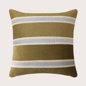 High Quality <strong>Green</strong> Collection Stitch Velvet Throw <strong>Cushion</strong> Cover Wild <strong>Olive</strong> Stripe Velvet Decorative Pillow Cover - Product Image 4