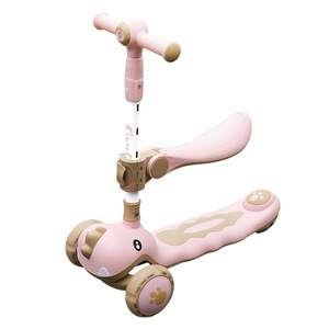 Childrens <b>Scooter</b> <b>2</b> In 1 Ride On With Lights Height Adjustable For <b>2</b> 4 <b>Years</b> <b>Old</b> Kids Green Yellow Color - Product Image 2