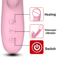 Vibrateur G-Spot portatif pour femmes, 7 vitesses, poussée télescopique 42 ℃   Chauffage USB rechargeable IPX6