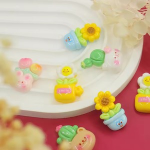 Bonito florero de dibujos animados, abalorios de resina para DIY, horquilla para álbum de recortes, funda de teléfono, decoración, imán para nevera, relleno de limo - Product Image 6