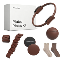 Kit complet de Pilates et de yoga, chaussettes antidérapantes, anneau flexible, ballon de Pilates souple, poids réglables - Équipement d'exercice polyvalent