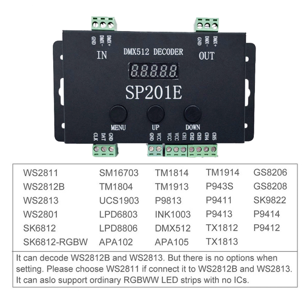 ひでページ SP201E DMX512 Decoder - 5 Channel LED Controller for WS2812B