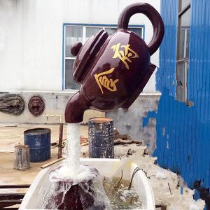 Théière carrée en résine modèle suspendu en fibre de verre caractéristique de l'eau pour jardin ornement de théière à eau qui coule pour jardin de thé zone scénique - Product Image 2
