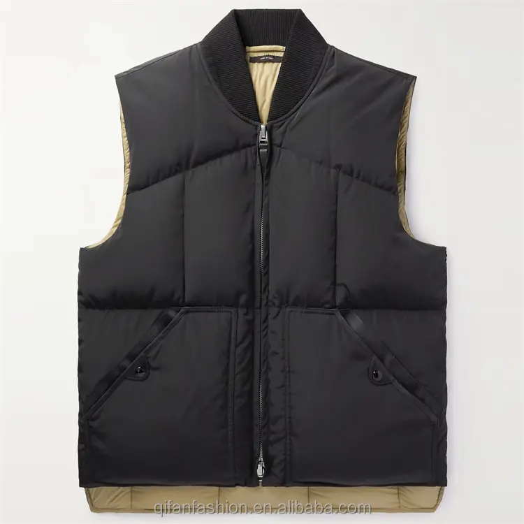 Custom plain black windbreaker padded quilted puffer down vest for men