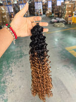 Extensions de cheveux synthétiques à double trame, effet plume, crochet, ondulations profondes pour femme, cheveux à tresser à nœuds invisibles