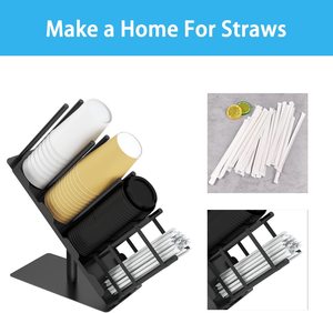 Portabicchieri in Metallo a 4 Scomparti, Organizzatore per Tazze e Coperchi <span class=keywords><strong>con</strong></span> Elastici, Espositore - Product Image 5