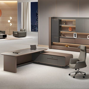Venta al por mayor personalizado moderno de lujo de madera maciza en forma de L Escritorio de oficina duradero Modular <span class=keywords><strong>Boss</strong></span> Director's Corner Manager Table - Product Image 2