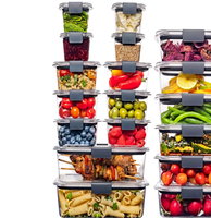Contenants de stockage alimentaire en plastique rectangulaires hermétiques avec couvercles verrouillables, ensemble de préparation de repas modulaire sans BPA pour la cuisine et le garde-manger