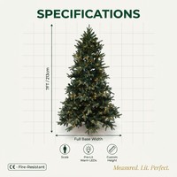 Arbre de Noël en PE pré-éclairé de 7 pieds, LED blanc chaud, silhouette dense et pleine, aiguilles réalistes, taille personnalisée, fourniture directe usine OEM