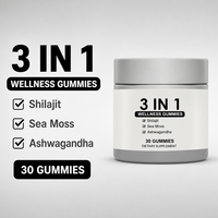 Gummies Shilajit, Mousse de Mer et Ashwagandha 3-en-1 : Complément Bien-être Énergie et Soutien Immunitaire – 30 Unités