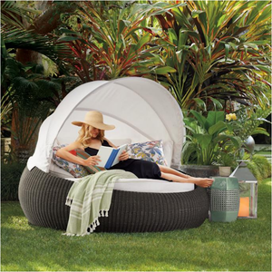 <span class=keywords><strong>Lit</strong></span> <span class=keywords><strong>rond</strong></span> imperméable en osier d'extérieur en rotin bon marché - Product Image 2