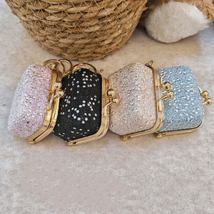 Wholesale Glitter Kiss Lock Mini Coin Keychain Bling Rhinestone Small Clasp <b>Wallet</b> Key Ring Earbud Storage Bag Charm - Product Image 3