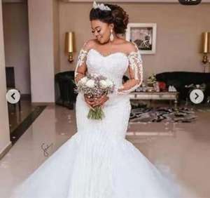 Vestidos de Novia de Encaje con Apliques Listos para Enviar al por Mayor, Elegantes Vestidos Largos de Dama de Honor con Cuentas, Vestido de Novia de Encaje Blanco - Product Image 1