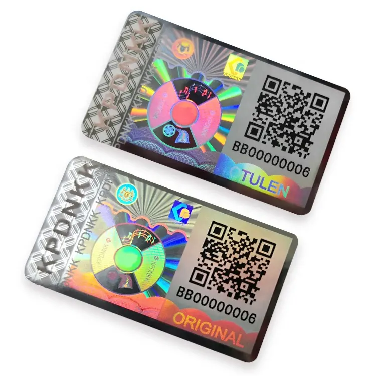 Etiqueta de holograma de número de serie código QR personalizado 3D/etiqueta de seguridad holográfica