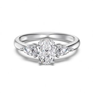Dylam Trending Design Rhodium 14K Gold Plated S925 <b>Silver</b> Three-Stone 5A 8A Cubic Zirconia Women <b>Men</b> Engagement Bridal <b>Rings</b> - Product Image 1