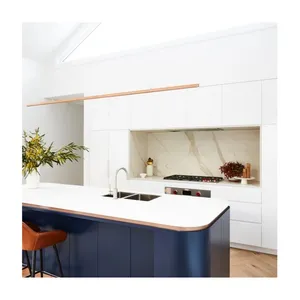 hot selling Classic modern design matt lacquer kitchen white and blue island kitchen cabinets for apartment