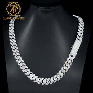 Hiphop Baget Mozanit Küba Zinciri Test Cihazından Geçiyor D VVS1 Mozanit Elmas Kaplama 925 Ayar Gümüş Küba Bağlantılı Zincir İsim Logolu - Product Image 3