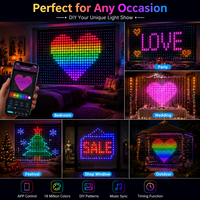 Rideau lumineux LED RGB intelligent avec télécommande via application, affichage de motifs DIY, synchronisation musicale, pour la décoration de la maison, des fêtes et des festivals