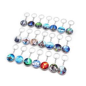 Popular Souvenir Customized Logo Crystal <b>Glass</b> Keychain Decorative Crystal Transparent Double Side <b>Glass</b> Keyring - Product Image 1