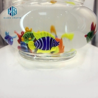Figurine de poisson en verre transparent fabriquée à la main pour boule Animal de mer bulle flottante pour décor d'aquarium soufflé à la main pour ornement de boule