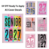 Autocollants de transfert UV DTF durables pour couvertures de cahiers A5, prêts à appliquer, pour la remise des diplômes universitaires 2027 (Senior)