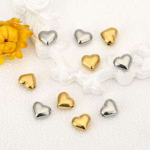 Stainless Steel Heart Shaped Beads Gold Silver Plated DIY Jewelry Accessories Loose Pendant For Bracelet Making - Product Image 1