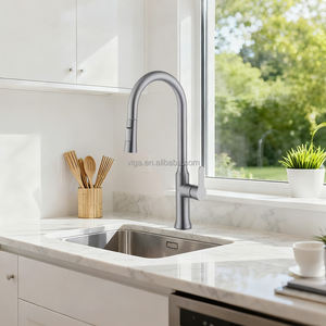 Grifo de Cocina de Lujo Color Gris Metálico, Grifo Mezclador de Acero Inoxidable con Rociador Extraíble para Fregadero de Cocina - Product Image 5