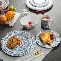 Service de table d'Halloween en mélamine, motif végétal, peint à la main, assiettes minimalistes avec kit d'ustensiles pour 6 personnes