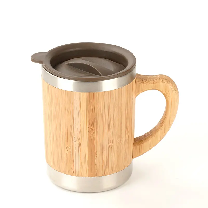 Shengming wooden environmental protection travel insulation stainless steel coffee mug luxury ecological bamboo fiber coffee mug