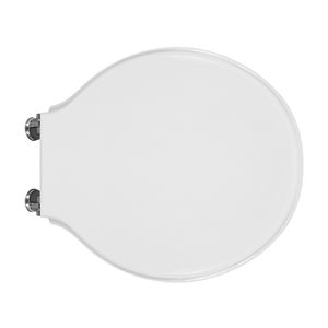 Asiento de inodoro Senesi redondo blanco con bisagras de cierre lento para inodoros Lutezia Form 2, uso en baño - Product Image 1