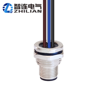 Connecteur circulaire M12 IP67 étanche à 4 broches, code A, mâle, à souder sur panneau, couleur argent, ZLconnector