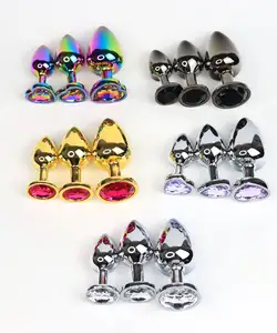 Wholesale Set Rose Heart Shaped Homemade Silver Stainless Steel Gold Metal Anal Jewel Crystal Butt Plug Jewelry Sex Toy