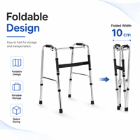 Déambulateur pliable léger pour personnes âgées et handicapées avec cadre en aluminium réglable en hauteur, capacité de 100 kg, pour les soins à domicile