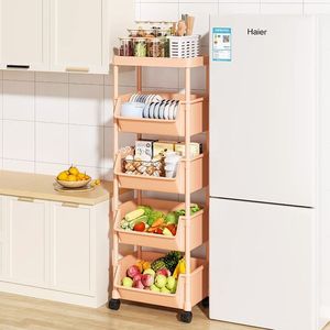 Chariot de rangement multi-niveaux 5 couches en plastique, organisateur portable pour la maison, la cuisine, le salon, étagère à roulettes - Product Image 3
