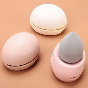 Fábrica Custom BPA Free Powder Puff Soft Cosmetic Egg Storage Box Make Up Blender Case Silicone Maquiagem Esponja Titular