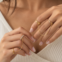 Bijoux QISEN imperméables et résistants au ternissement, en acier inoxydable 316L, plaqué or 18K PVD, chaîne à double anneau avec zircon cubique pour femmes