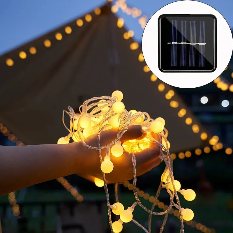 Luzes solares de cordão para festas, casamentos, árvores e jardins, 5m, 20 LEDs, globos, decoração de jardim, flores e fadas