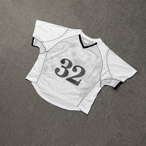 Camisetas de Fútbol al Por Mayor de Alta Calidad, Personalizadas, 100% Algodón Tejido, Transpirables, Cuello en V, con Estampado de Letras en Serigrafía - Product Image 2